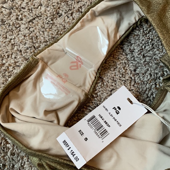 PQ Alex One Piece With Plunge Neck And Foldover Waist Detail in Haven Gold - Picture 12 of 13